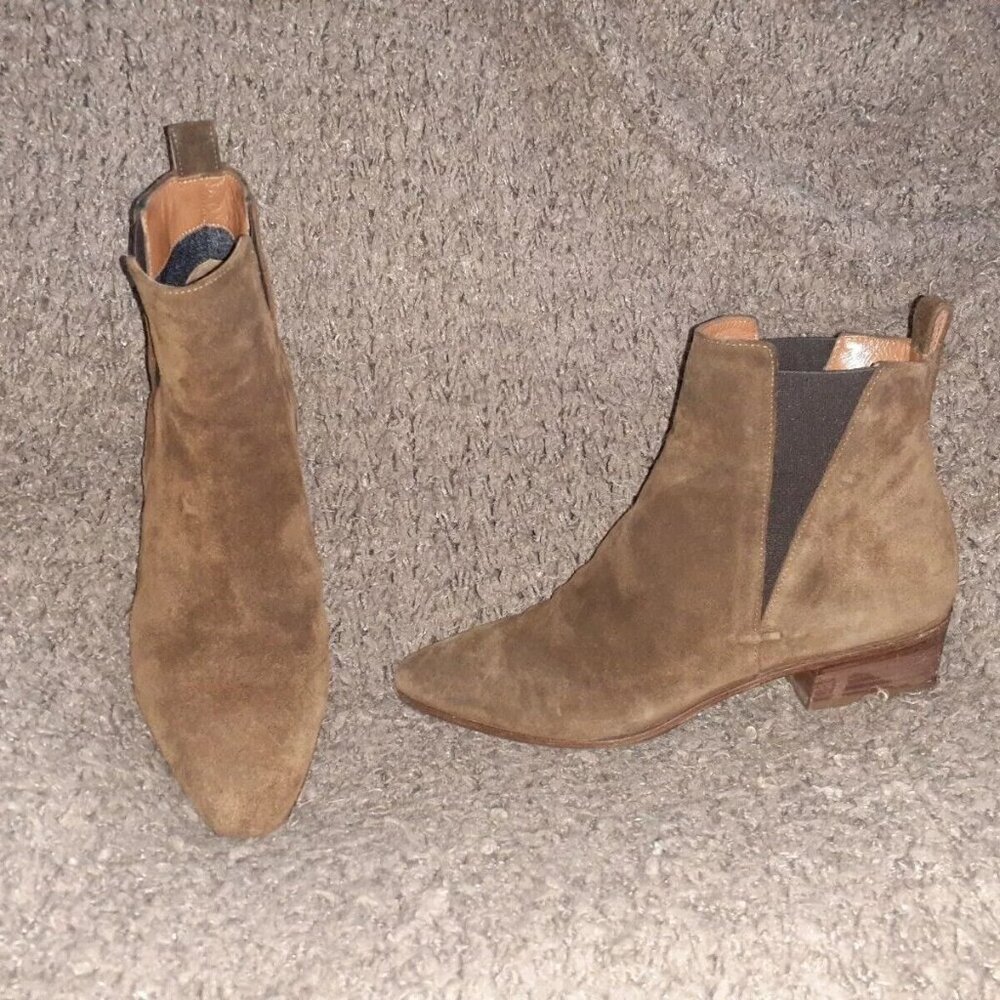 AQUATALIA-Fausta-Cognac Brown Suede-Slip-On Ankle Bootie-Sz 6.5-Excellent